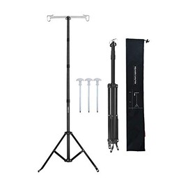 OMUKY Telescopic Lantern Stand with Base Outdoor Camping Lamp Stand Pole Adjustable Lantern Pole (Black)