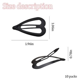 10 PCS Heart Hair Clips Sanp Hair Barrettes for Women Love Shaped Side Clips for Girls Black Metal Hair Pins for Kids Toddlers