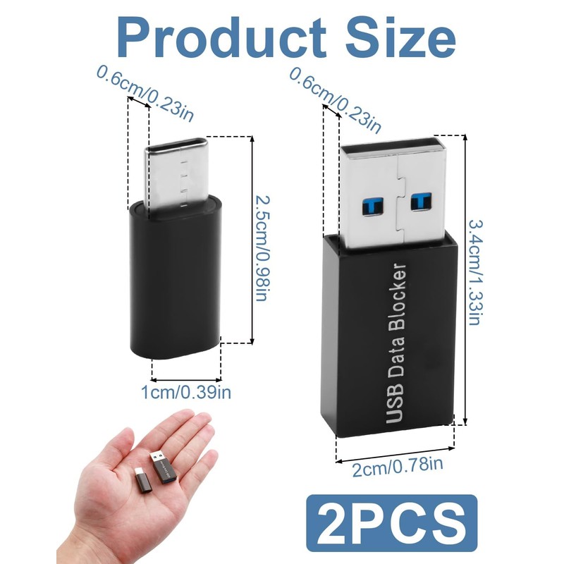 coalwop USB Data Blocker & USB-C Data Blocker [2-Pack] -