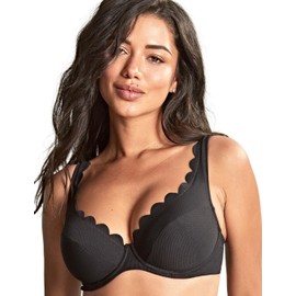 Panache Swim Spirit Lauren Underwire Plunge Bikini Top |Black,34F| Bikini Top for Women, Plunge Neckline, Underwire Support, Scallop Detailing, Luxury Swimwear, Mix and Match