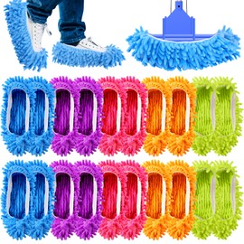 20PCS Mop Socks for Floor Cleaning, Washable Reusable Mop Shoes, Microfiber Shoes Cover Cleaning Slippers, Multi Function Soft Dusting Slippers for Women Men House Office Bathroom Kitchen