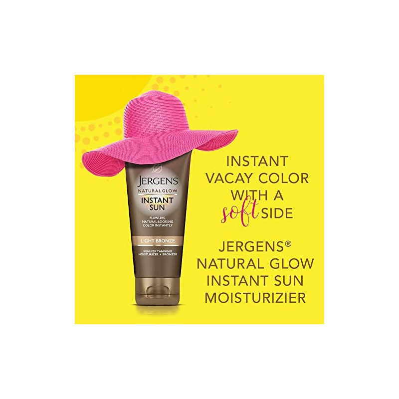 Jergens Natural Glow Instant Sun Sunless Tanning Moisturizer + Bronzer,