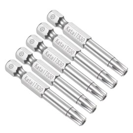 CoCud Magnetic Torx Bits T30 Head 1/4 Inch Hex Shank 2 Inch Length S2 Steel 5 Points Tamper Proof Star Screwdriver Bits - (Use: for Electric Screwdriver) Pack of 5