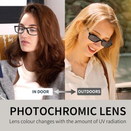 IGnaef 2.0x Photochromic Reading Sunglasses for Men Women Full Lens Sun Readers Outdoor Magnifying Glasses IF2321