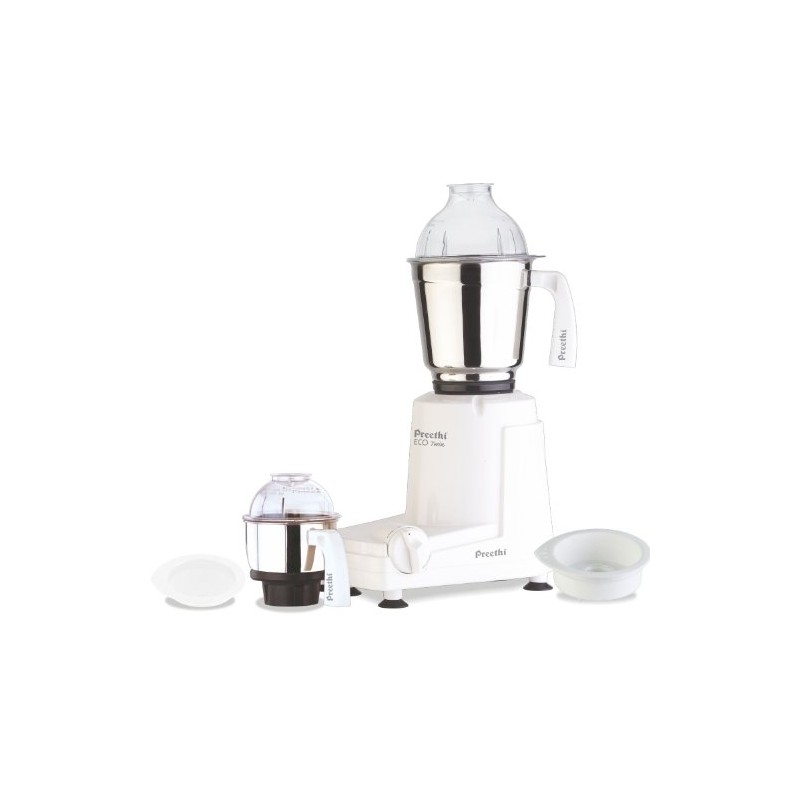Preethi MG146 Eco Twin 2-Jar Mixer Grinder, Medium, White