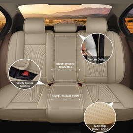 DISUTOGO Seat Covers Fit for Toyota 4Runner 2003-2024 2025: Faux Leather Car Seat Covers Full Set Breathable Waterproof Seat Cushions (5 Seats; Beige)