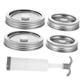 Zerodeko Vacuum Seal Lid Vaccum Sealer Kits Jar Vacuum Sealer for Mason Jars Regular Mouth Jars Vacuum Sealer Mason Jar Sealer Vacuum Jar Sealer Vacuum Jar System Silver Stainless Steel