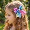 Bows for Girls Rainbow Hair Clips Pastel Fabric Metal Accessories,