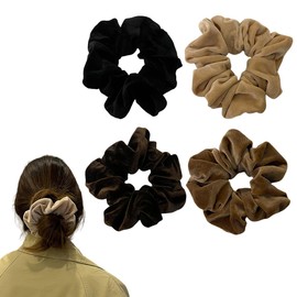 scicent Hair Bobbles 4 Pcs Elastic Hair Bands for Women Free Hair Band no Damage for Girls Hairbands Women Ponytail Holders Soft Velvet Scrunchies for Thick Hair - 217312