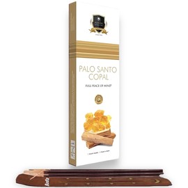 ALAUKIK Incienso Premium Mayoreo | 90gr en 60 Varitas de Larga Duracion con Porta Incienso | para Yoga, Aromaterapia, Meditacion |Distintos Aromas Hechos a Mano en la India| (Palo Santo & Copal)