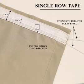 L.Z.E Non-See-Through Curtains Sand Beige, Cotton-Look Pencil Pleat Privacy Curtains for Bedroom Living Room Nursery, 90 Inch Drop 225 cm Long Light Filtering Curtain for Windows, 2 Panels Set, Thin