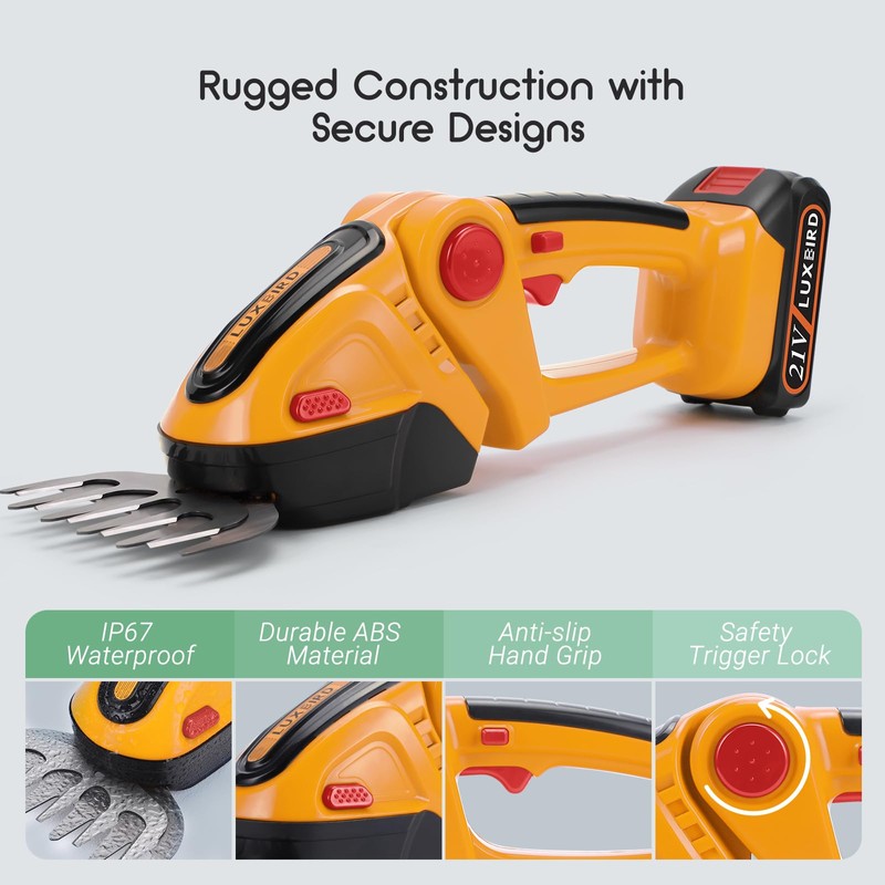 LUXBIRD 2-in-1 Mini Hedge Trimmer Cordless,Light Handheld Grass Trimmer, Electric