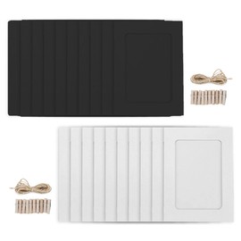 ieron 20 Pieces Paper Photo Frames 2x3 Kraft Paper Picture Frames DIY Cardboard Hanging Photos Wedding Birthday Party Decoration with Wooden Clips and Jute String (Black and White)