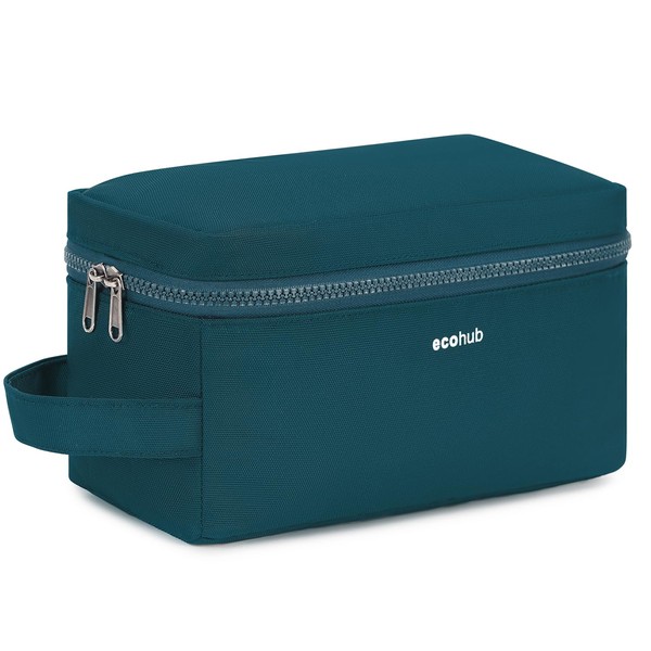 ECOHUB Water-Resistant Travel Toiletry Bag, Recycled Wet and Dry Separation