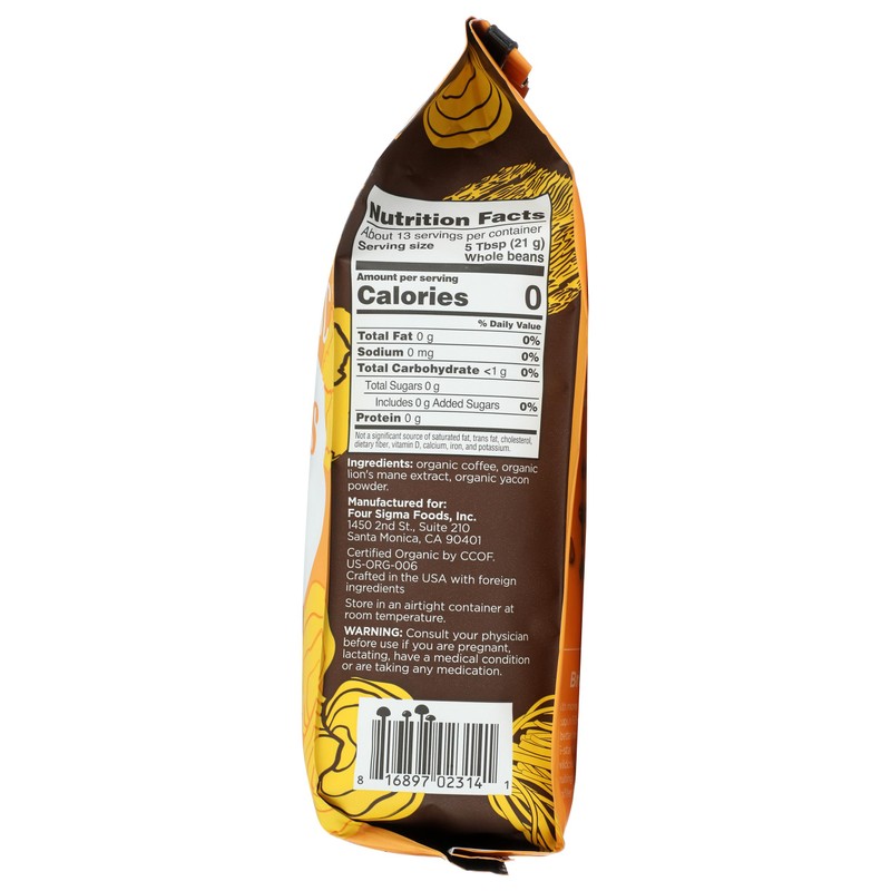FOUR SIGMATIC Organic Lion's Mane Whole Bean Coffee, 10 OZ