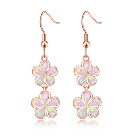 CiNily Opal Dangle Drop Earrings Hypoallergenic Rose Gold Plated Flower Shaped Drop Earrings for Women Jewelry