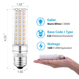 LED Corn Light Bulb 120W Equivalent 1400 Lumen 3000K Warm White 16W E26/E27 Base Non-dimmable Ceiling Fan Corn Lighting for Home Garage Warehouse Indoor LED Corn Bulbs 4 Pack