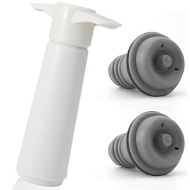 vibedor 2 Pcs Wine Stoppers, Reusable Preserver Vacuum Pump, Wine Saver Vacuum Pump for Kitchen, Office, Home and Parties(Grey)