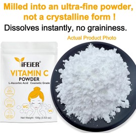 iFEiER- iFEiER Polvo de vitamina C pura para rostro y piel 100 g (3,53 oz) de grado cosmético.