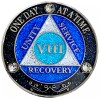 AA 8 Year Crystals & Glitter Medallion, Silver, Blue Color