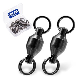 9KM DWLIFE Barrel Ball Bearing Swivels Connector Stainless Steel Solid Split Ring Heavy Duty Swivel Terminal Tackle Saltwater Freshwater Fishing（7# 25pcs） with Box