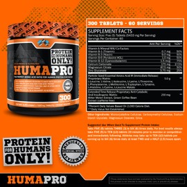 ALR Industries ALR Industries Humapro Tablets | Amino Acids Protein Matrix for Humans | 99% Utilization for Lean Muscle | Vegan, Gluten Free | 300 Tablets / 60 Servings