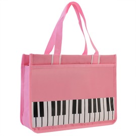 Headsitg Piano Key Pattern Shoulder Bag,Music Tote Handbag,Waterproof Nylon Cloth Women's Shopping Bag,Travel bag with high Note zipper,Music Program Tote-Pink+White Keyboard