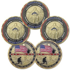 United States Veterans Challenge Coin Bulk Pack of 5 Military Retirement Coin Gift