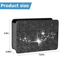 KHGUZ Bling Car Trash Can, Leather Foldable Crystal Rhinestone Vehicle Hanging Trash Organizer Holder Bin, Mini Auto Dustbin Garbage Storage Bag Container, Universal for SUV Truck RV (White)