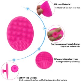 cepillo para polvo de limpieza facial, suave antimicrobiano de silicona para la cara, exfoliante facial para masaje, limpieza de poros, eliminación de puntos negros, exfoliación suave y limpieza profunda, 2ed-Blue+Red