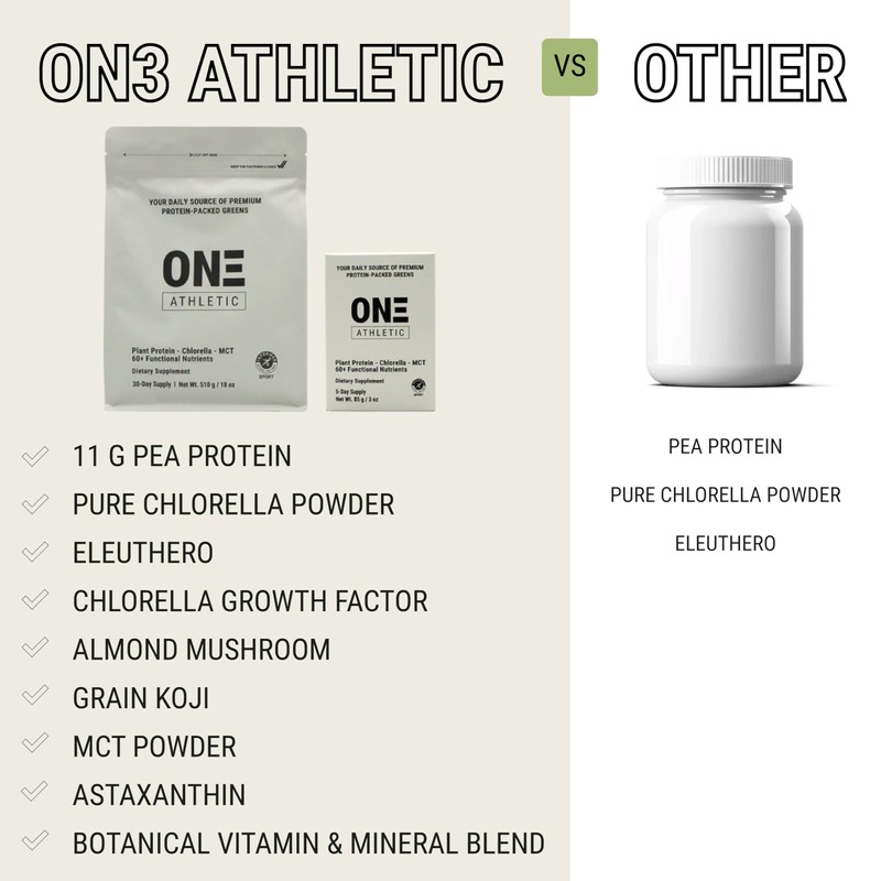 Sun Chlorella ON3 Athletic Protein Greens Supplement with chlorella, eleuthero