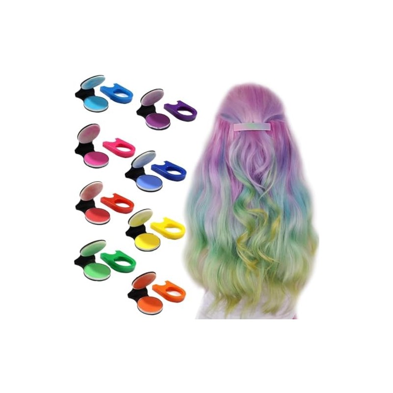 Tizas para Cabello 8 Colores Temporales Lavables No Pegajosas