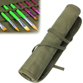 ZEACCT 1 Piece Brush Bags, Pen Case Roll, Canvas Brush Bag, Slots Gouache Pen Roller, Canvas Brush Roll Bag for Drawing Pencils, Watercolour Oil Brushes (22 Holes)