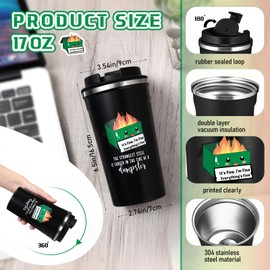 Skylety 1 Pc Dumpster Fire Gifts Funny Tumbler 17oz, Employee Appreciation Gift Emotional Support Office Desk Accessories Positive Everything Is Fine Mug for Teacher,Coworker Friends (Green)