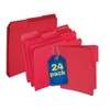 1InTheOffice Red File Folders, Top-Tab File Folders, 3 Tab, Red,