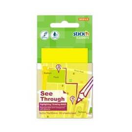 Stick'n Notes 21710 Clearnote, Semi-Transparent Self-Adhesive Writable Notes with Bright Neon Colors, 3"x3", 50 Sheets per Pad, Orange