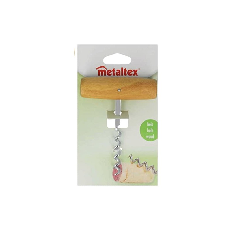 Metaltex Clasp Corkscrew With Wooden Handle, Multicolor