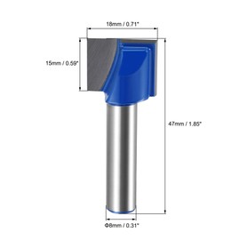 sourcing map 18mm Dia 8mm Shank Bottom Cleaning Router Bit, 2 Flutes Carbide Tipped Cutter Uncoated for Woodworking