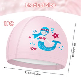 Swim Cap for Kids, Stretchy Swimming Hat, Swimming Hats Waterproof PU Bathing Cap for Long and Short Hair Hats Swim Cap for Boys and Girls Children Age 3-12, One Size, Pink