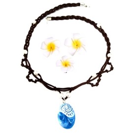 Marosoniy Girls' Swimwear One-Piece Swimsuit Digital Print Moana Adventure Bikini with Necklace and Flower (One Size, Only Flower & Necklace)