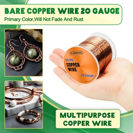 UCINNOVATE 20 Gauge Copper Wire, 20AWG 230FT Soft Pure Copper Wire for Jewelry Making, 0.8mm Diameter Craftwire Copper Jewelry Wire, 99.9% Bare Copper Wire for Electroculture Gardening Plants
