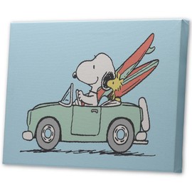 Peanuts Snoopy and Surfboards in Car Gallery Wrapped Canvas Wall Decor - Fun Beach Themed Snoopy Picture for Home
