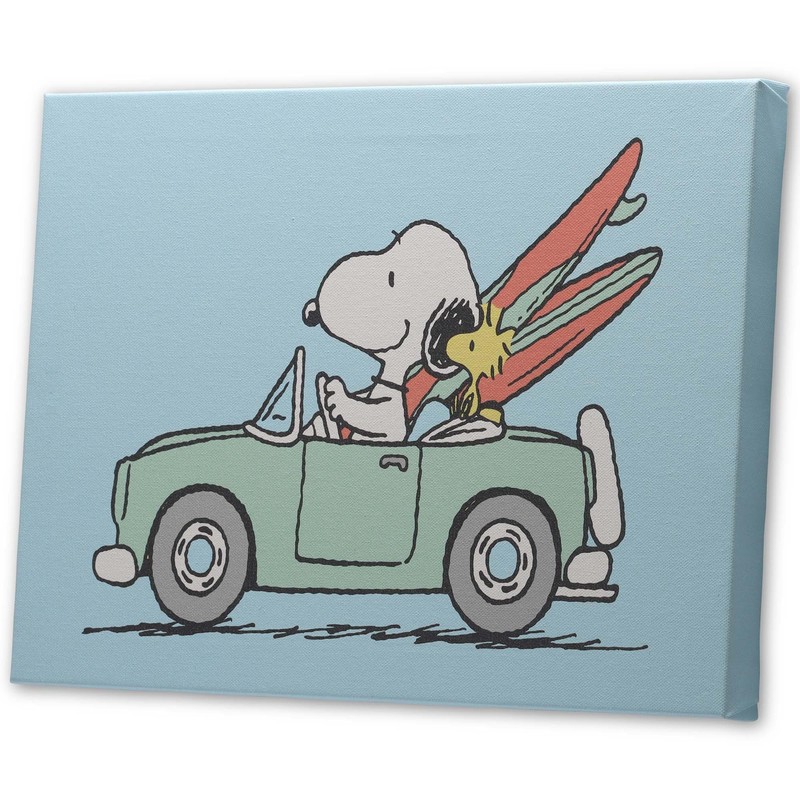 Peanuts Snoopy and Surfboards in Car Gallery Wrapped Canvas Wall