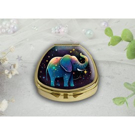 Gixpop Pill Box Elephant Pill Case Pocket Purse Portable Travel Tablet Holder Organizer Glass Cover Decorative Fan Shap