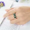 DCFSHEE Oval Cut Three Stone Birthstone Rings Green Simulated Emerald