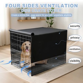 Explore Land Breathable Dog Crate Cover - 4 Sides Mesh Ventilation, Pet Kennel Cover, All Sides Open, Universal Fit for 1 2 3 Doors 24 inches Wire Dog Crate