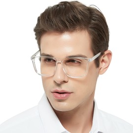 MARE AZZURO Oversized Bifocal Reading Glasses Men Blue Light Blocking Computer Readers 1.00 1.25 1.50 1.75 2.00 2.25 2.50 2.75 3.00 3.50 (Transparent, 1.75)