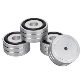 Speaker Isolation Spike Stand Foot, 4pcs 40x20mm Aluminum Speaker Isolation Feet Pad, Anti Slip Rubber HiFi Turntable Isolation Feet, for DAC Amplifier Recorder Meter(Silver)