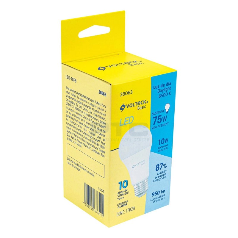 Volteck LED-75FB A19 10 W LED bulb, daylight, box, Basic