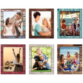 Tatuo 6 Pcs Magnet Picture Frames for Fridge Christmas Magnetic Photo Magnets for Refrigerator 4x6 Wood Grain Wood Pattern Magnetic Picture Frames for Refrigerator